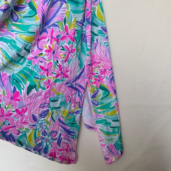 Lilly Pulitzer Womens Asymmetrical Dress Xs Pink Ruffles Casual Resort Vacation - Picture 10 of 11